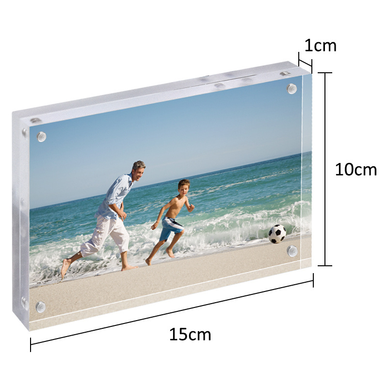 Picture Frames Acrylic Desktop Display Self Standing Magnetic Acrylic Block Photo Frame