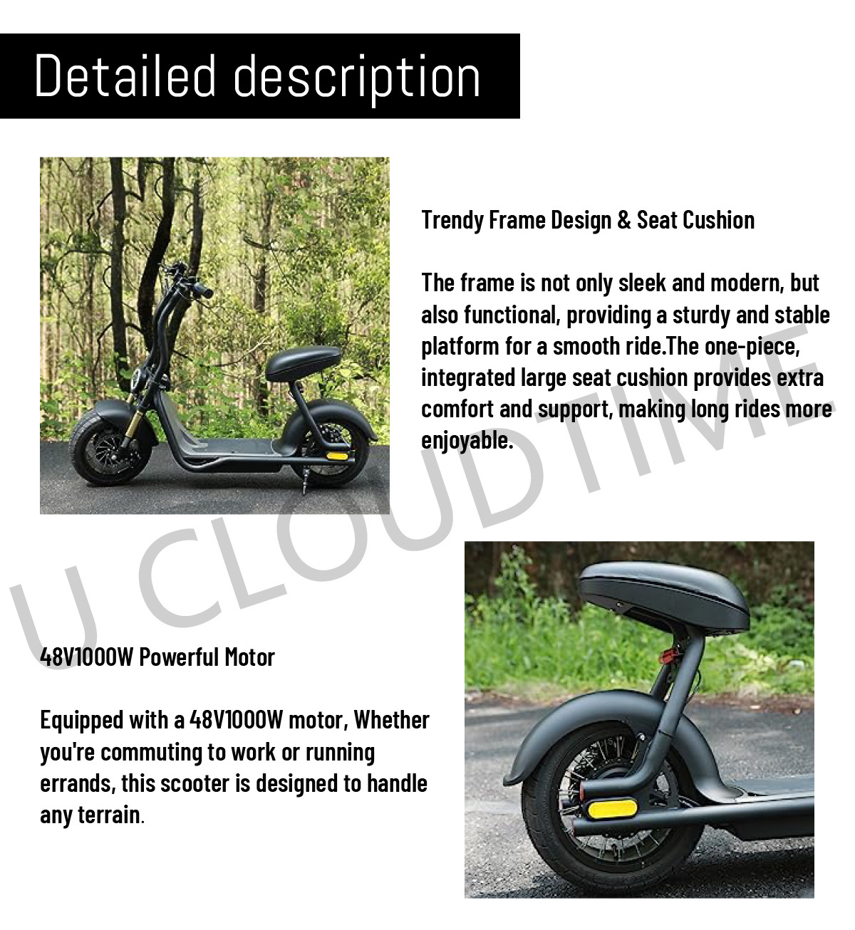 Mini Powerful 1000W Electric Chopper Citycoco Scooter Motorcycle Bike For Adults