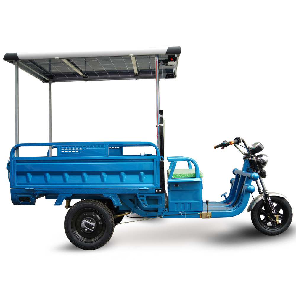 1000W 1200W Electric Tricycles with Solar Panel 3 Wheels Open Body Tricycle