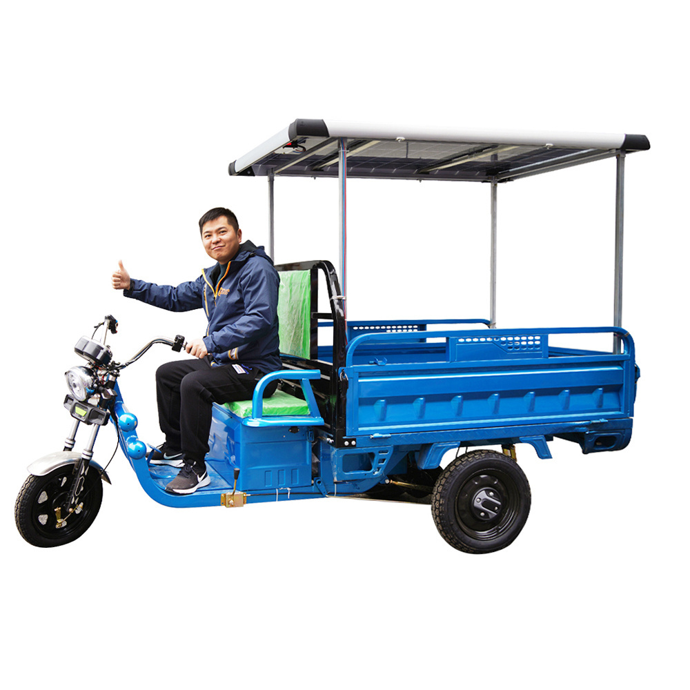 Electric Tricycles Scooter Dump Truck for Cargo 1000W Electric Cargo with Solar Panel