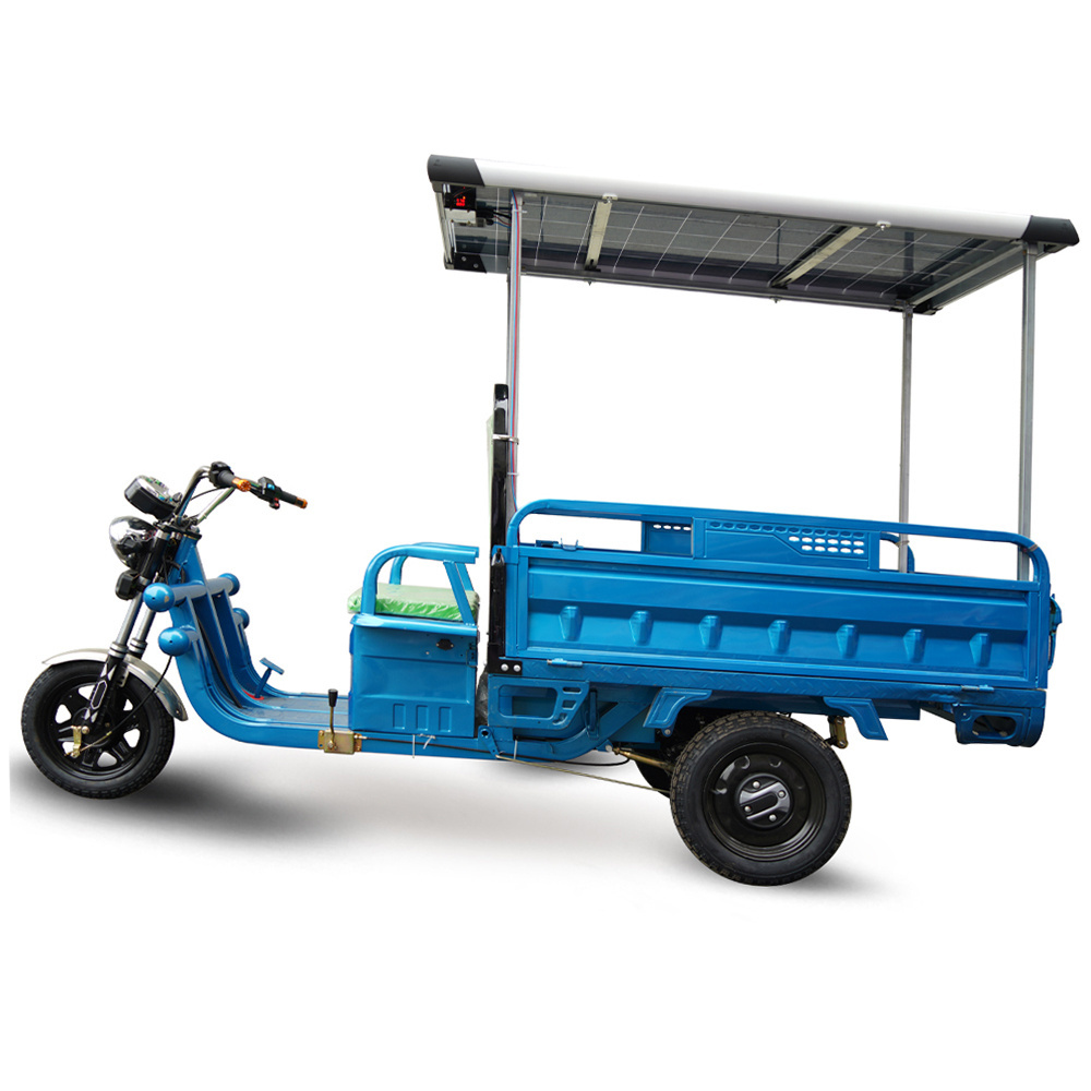 Electric Tricycles Scooter Dump Truck for Cargo 1000W Electric Cargo with Solar Panel