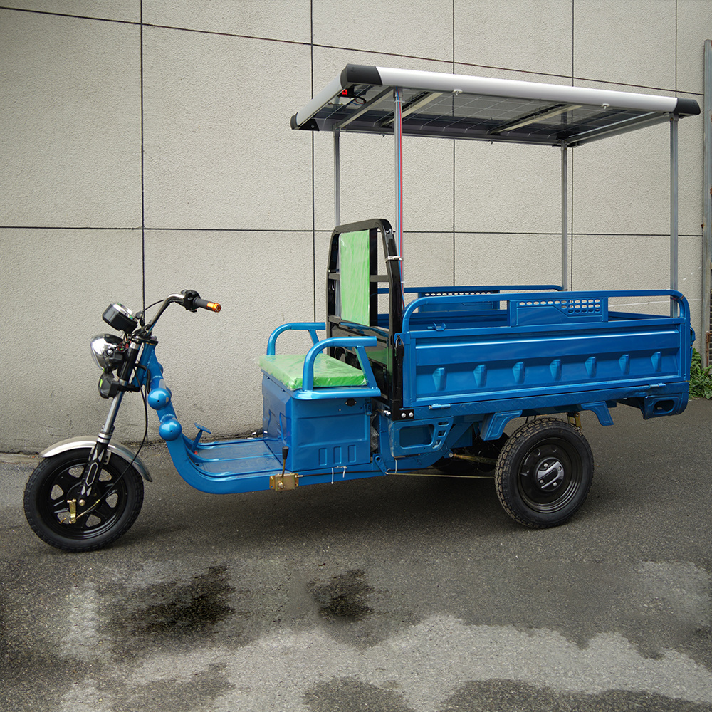 1000W 1200W Electric Tricycles with Solar Panel 3 Wheels Open Body Tricycle