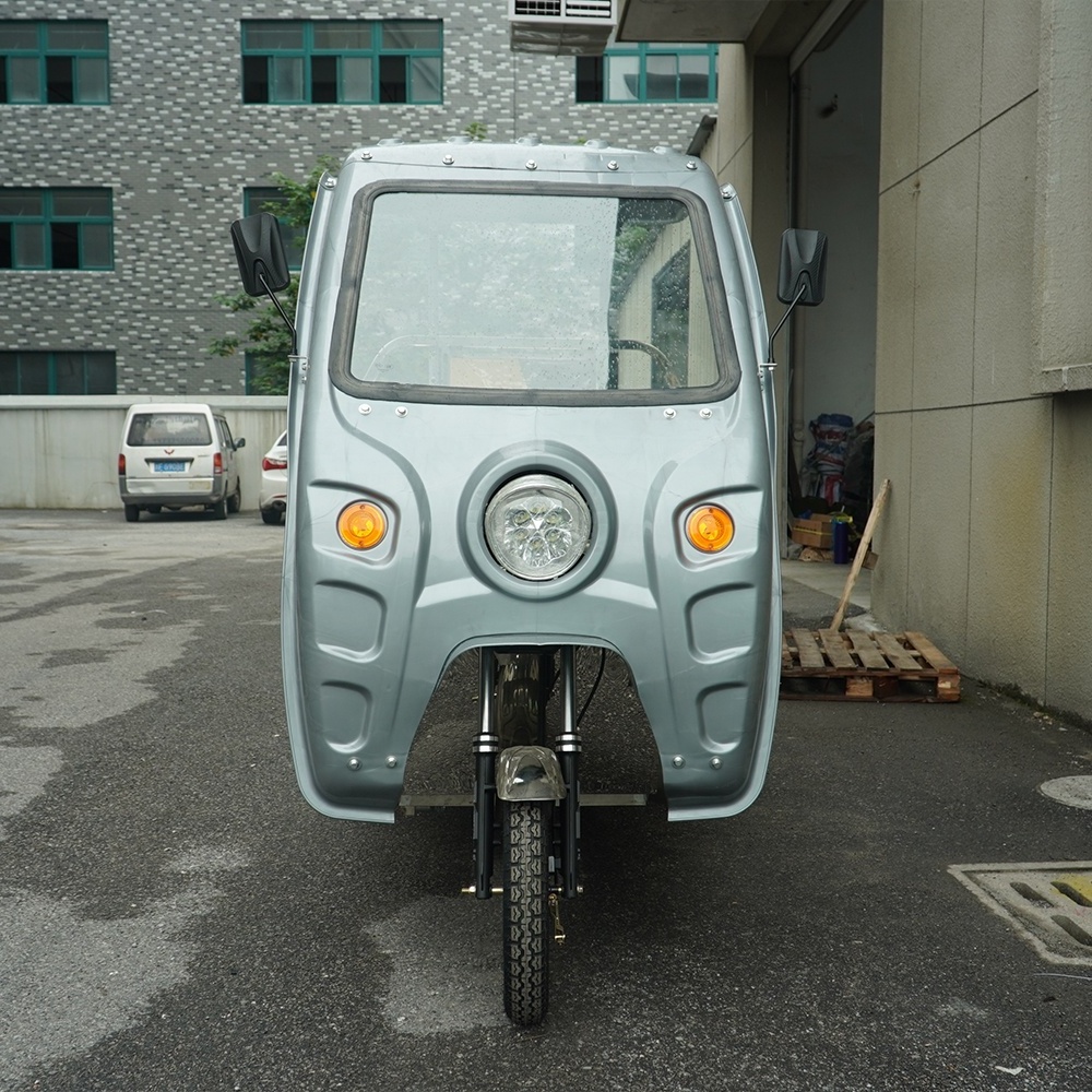 3 Wheel Electric Tricycle Enclosed Electric Tricycle  Stainless Steel With Front Cabin For Adults