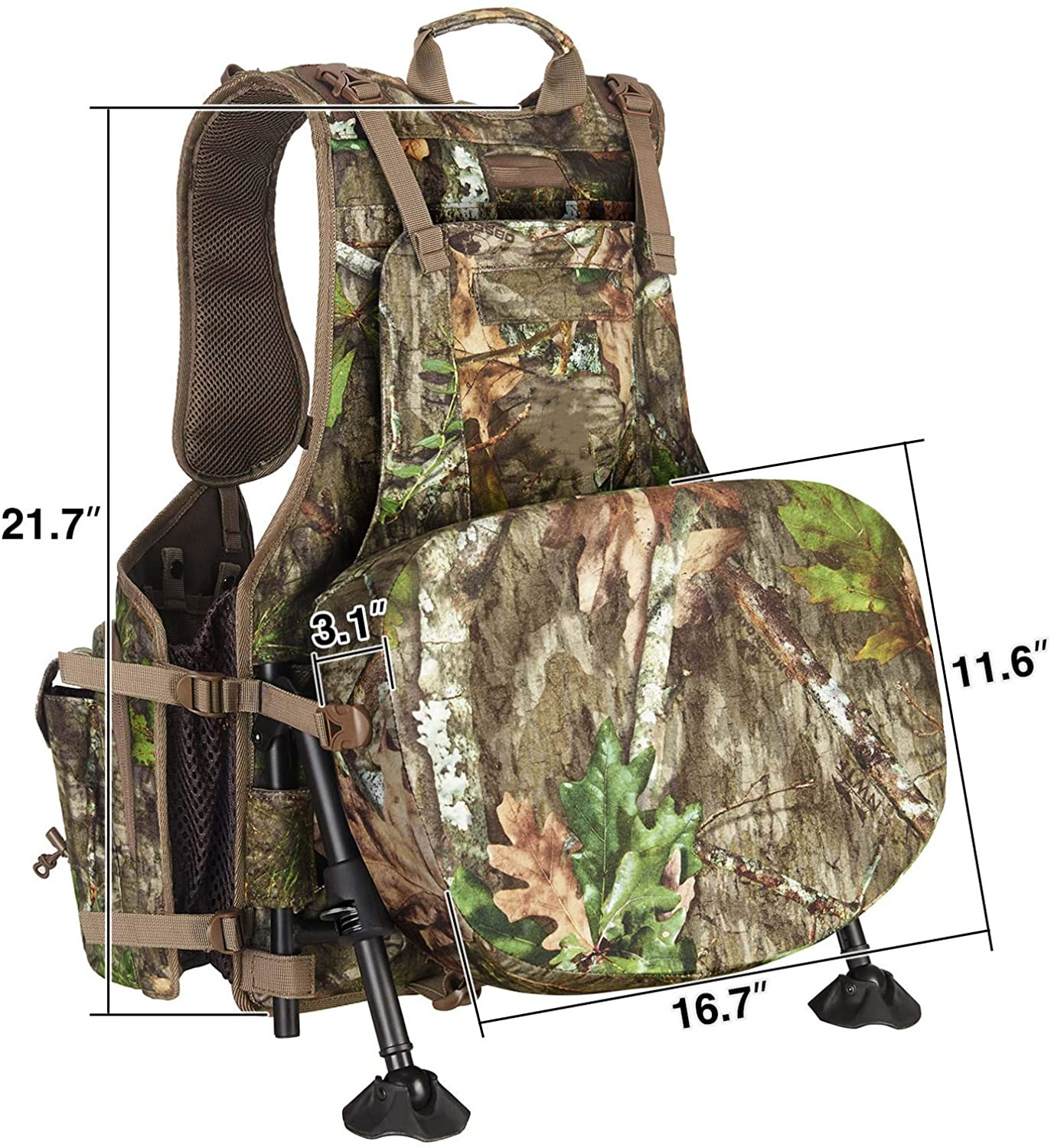 Turkey Vest With Seat Hunting Vest With Game Pouch And Kickstand Strut Camo Turkey Hunting Clothes For Men Women