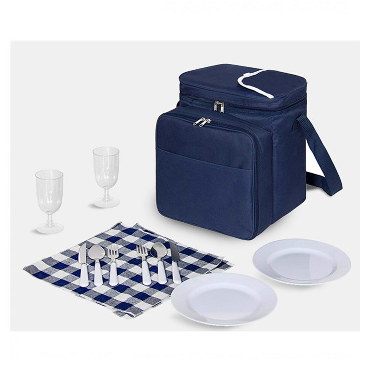 All-in-one Portable Picnic Bag Picnic Basket Tote Picnic Shoulder Bag Set For 2 Persons With Complete Cutlery Set For Camping