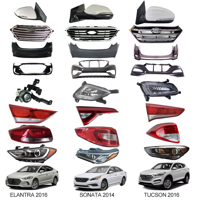 Uda For Hyundai Elantra SONATA TUCSON Auto Parts Body Kit Front Rear Bumper Body Parts Full Set Headlamp Fog Lamp Grille