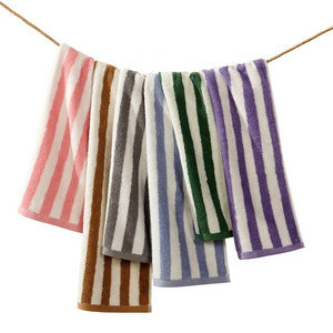 Custom Premium Quality 100% Cotton Terry Striped Quick Dry Luxury yarn dyed Swimming face hand Bath Beach Towel