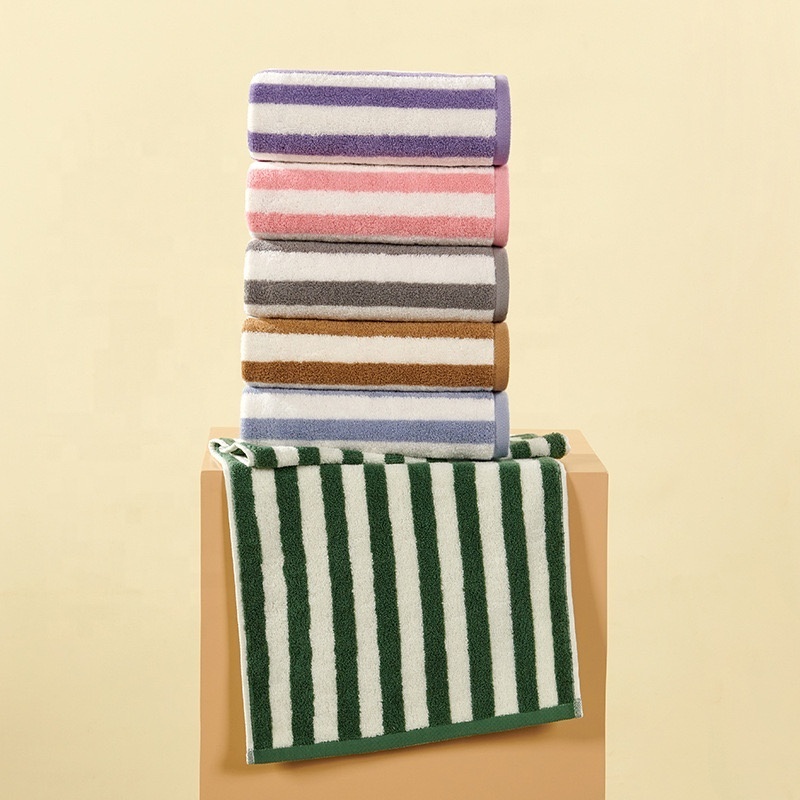 Custom Premium Quality 100% Cotton Terry Striped Quick Dry Luxury yarn dyed Swimming face hand Bath Beach Towel