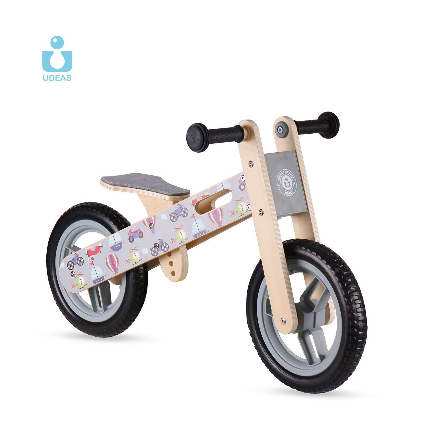 UDEAS Kids walking ride on toy wood 12 inch wooden balance bike with EVA tire