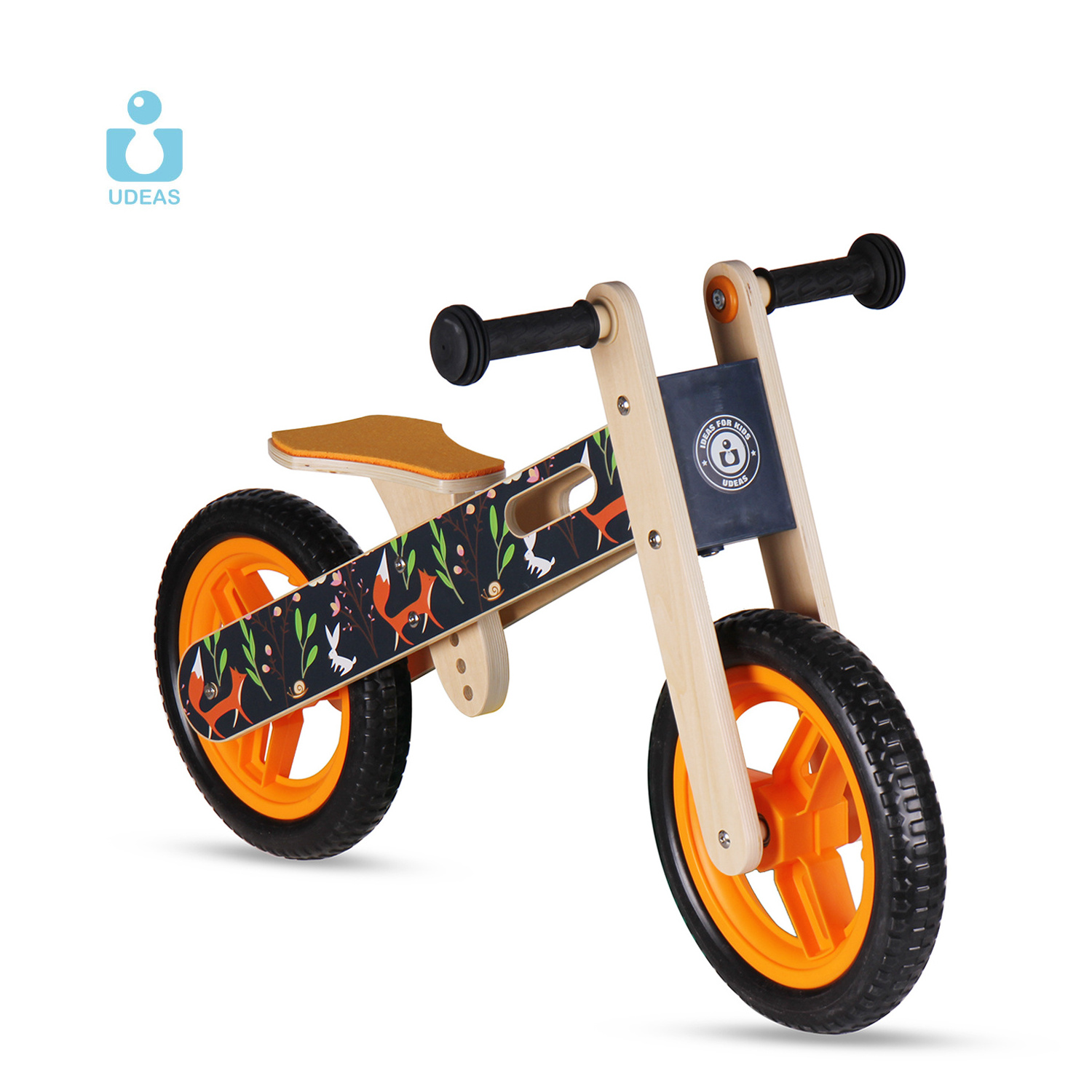 UDEAS Kids walking ride on toy wood 12 inch wooden balance bike with EVA tire