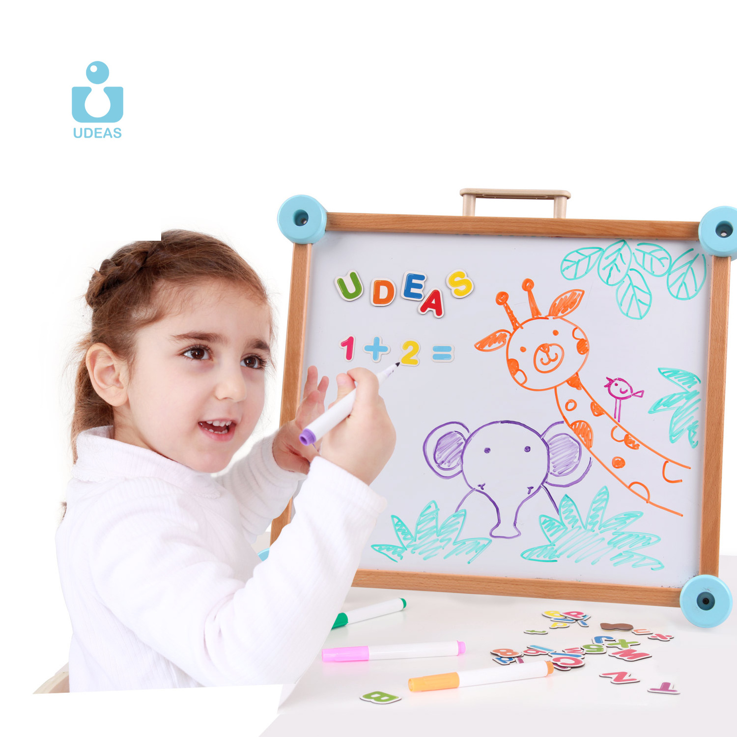 UDEAS Magnetic Drawing Table Toy Wooden Art Easel Kids Drawing Board for Children