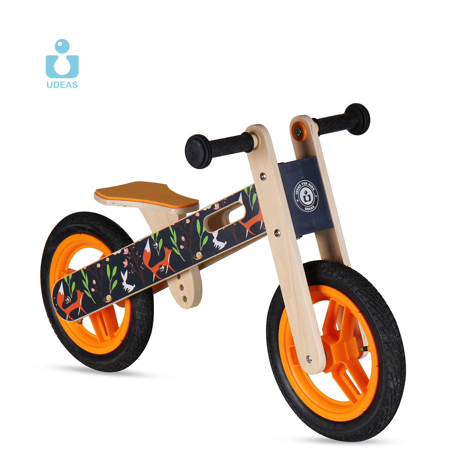 UDEAS Kids walking ride on toy wood 12 inch wooden balance bike with EVA tire