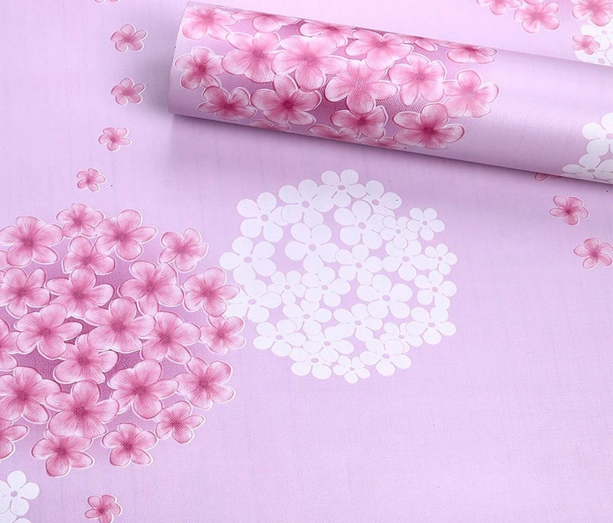 U Decor PVC Pink flower Self adhesive wallpaper Peel & Stick wall stickers decorative contact papers for wall decor