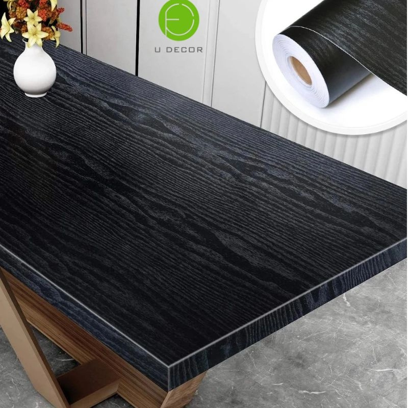 Black Wood 3d Wallpaper Furniture Kitchen Self Adhesive Removable Grain Vinyl Film Peel And Stick Wallpaper