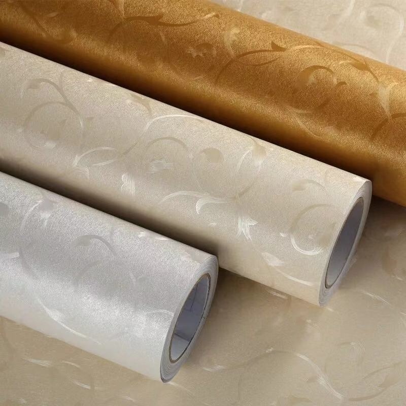 3D pvc self adhesive wallpaper gold white stripe embossed for room wall decoration