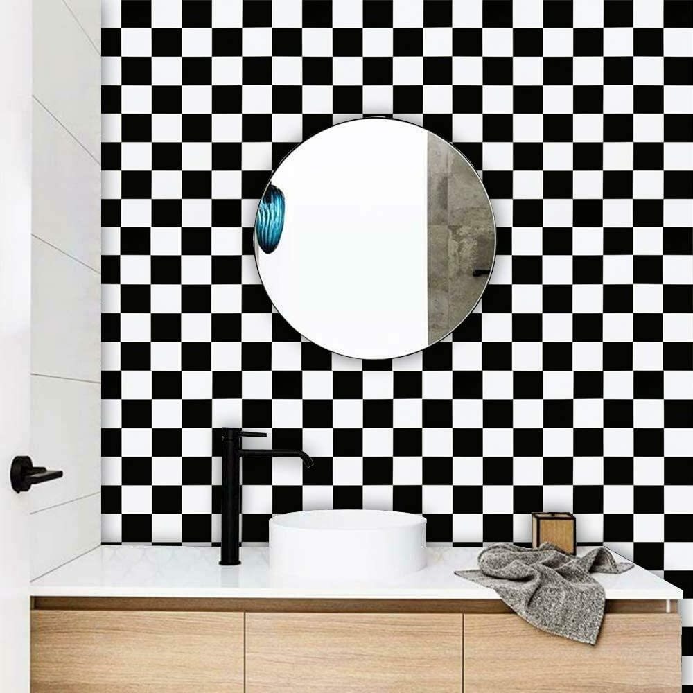 Black And White Checkered Contact Paper Decorative Self Adhesive Wallpaper Removable Peel And Stick Wallpaper For Kitchen Decor