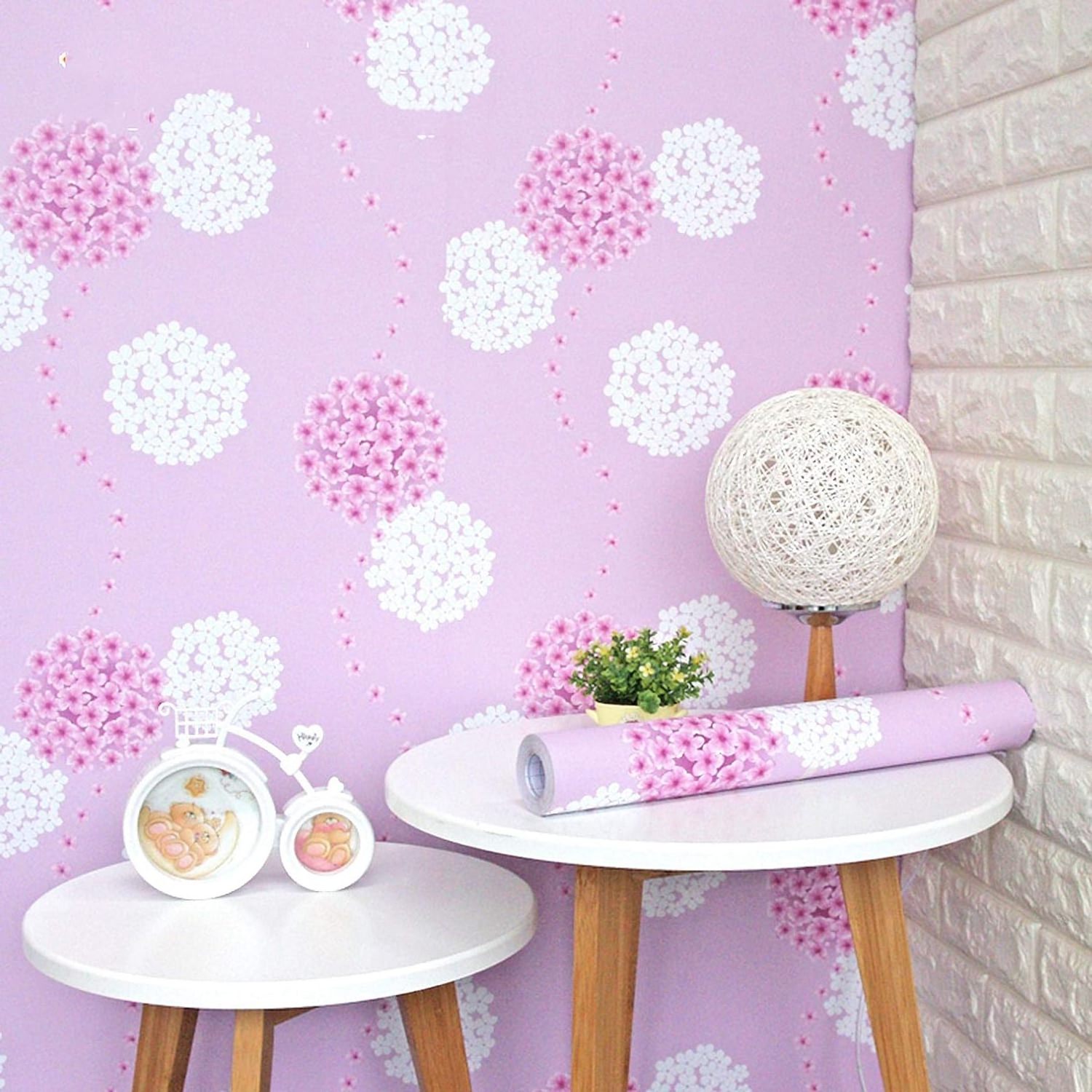 U Decor PVC Pink flower Self adhesive wallpaper Peel & Stick wall stickers decorative contact papers for wall decor