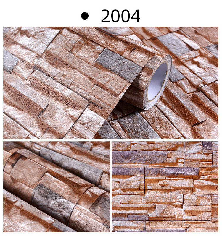 UDK 122cm Industrial Style 3D Brick Pattern Self Adhesive PVC Wallpaper