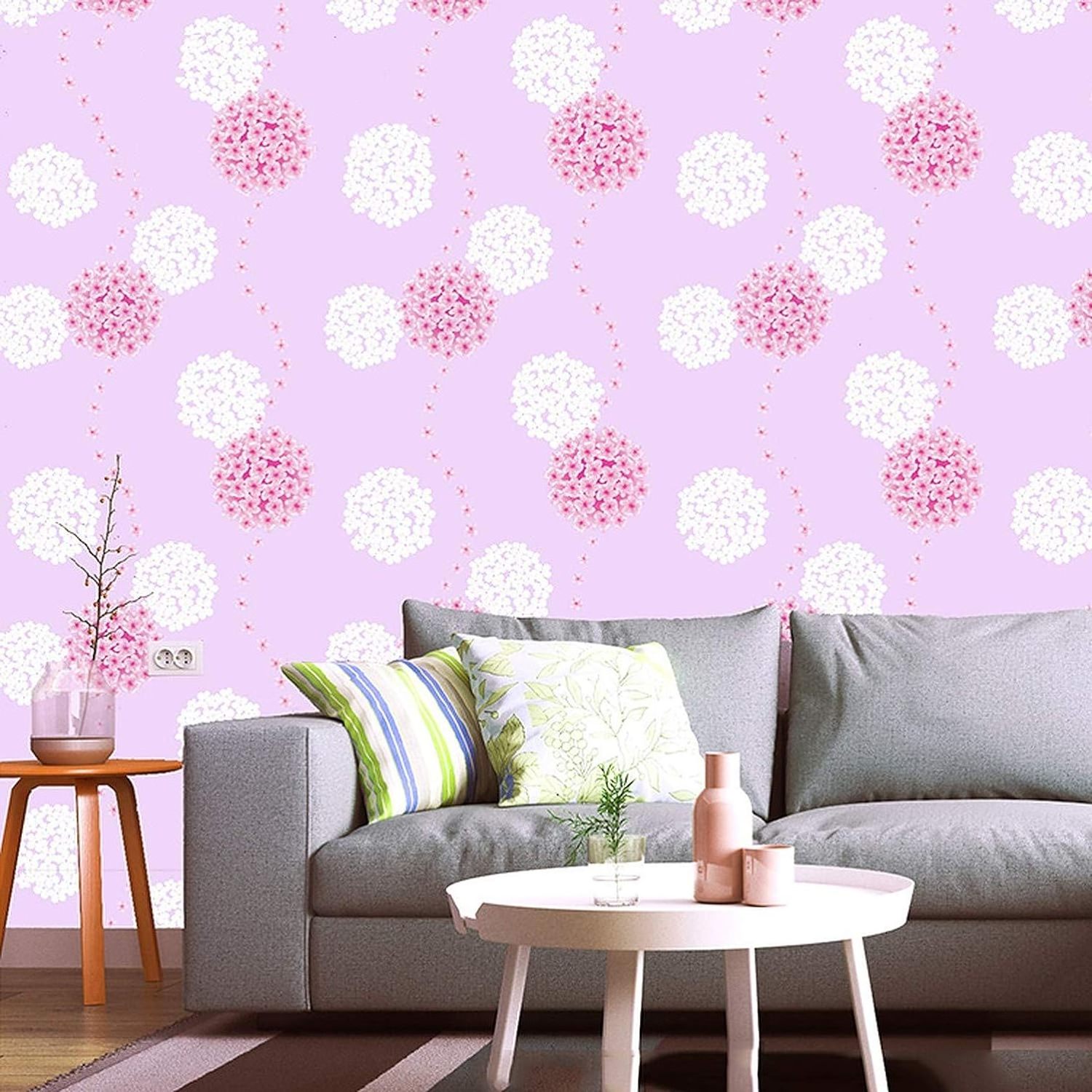 U Decor PVC Pink flower Self adhesive wallpaper Peel & Stick wall stickers decorative contact papers for wall decor