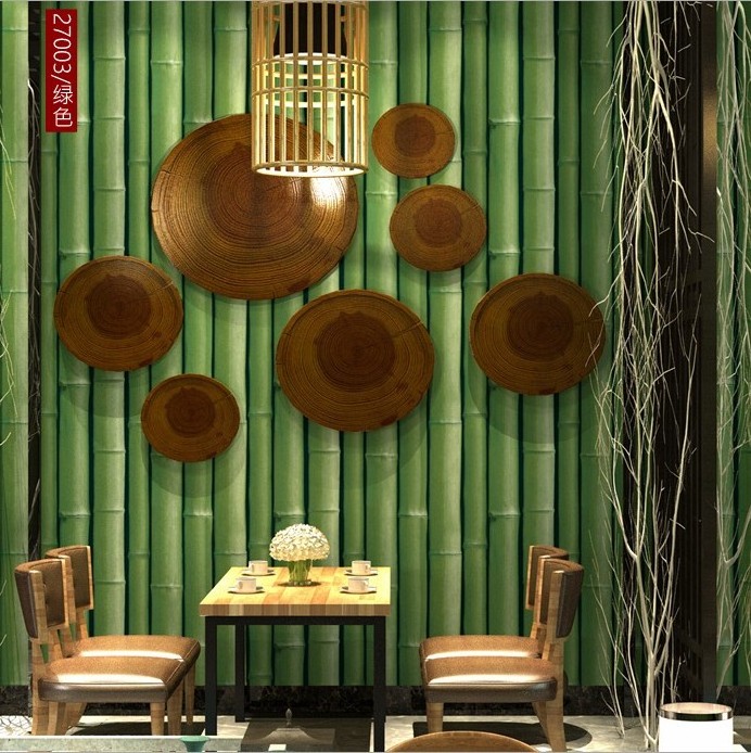 Green bamboo design wall paper rolls 3d wallpapers home decoration pvc