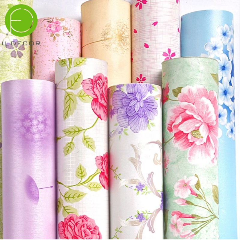 45cm width flower wallpaper kid's room wall sticker waterproof cartoon patterned wallpaper