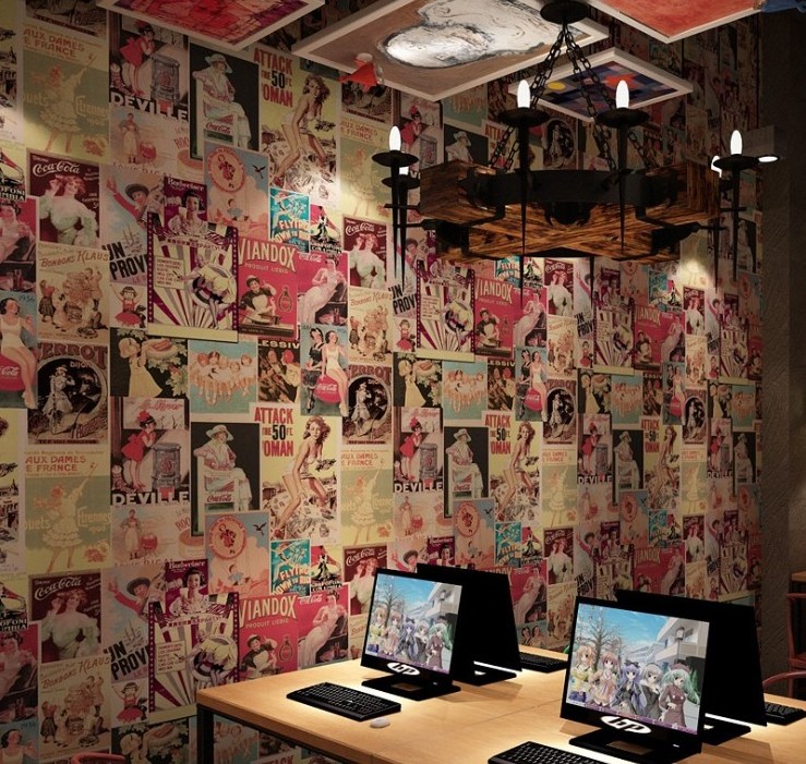 American style vintage vinyl wallpaper rolls hot sexy beautiful girl wallpaper mural