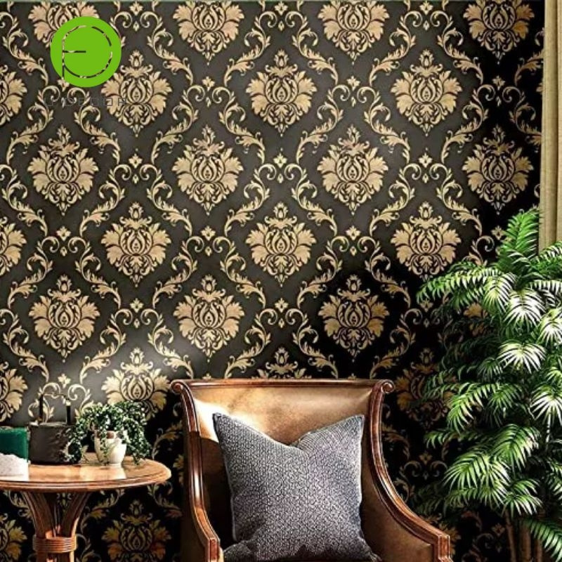 Wallpaper Black Gold Damask  SELF Adhesive Wallpaper for Bedroom Living Room Office