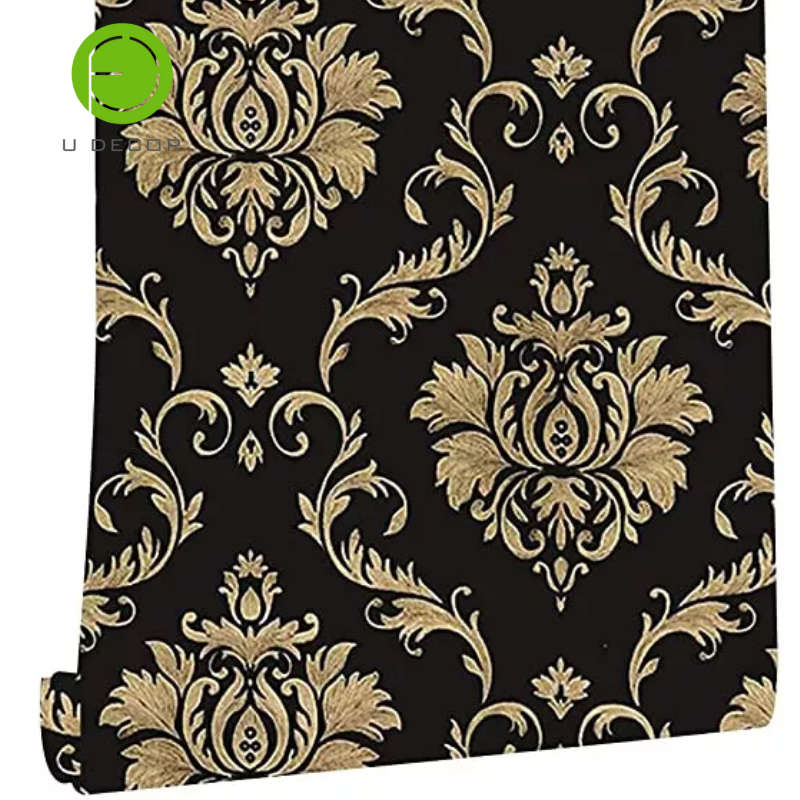 Wallpaper Black Gold Damask  SELF Adhesive Wallpaper for Bedroom Living Room Office