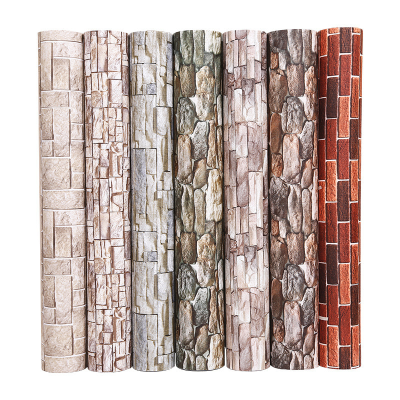 UDK 122cm Industrial Style 3D Brick Pattern Self Adhesive PVC Wallpaper