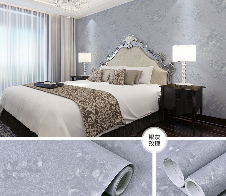 Classic Royal flower design pvc deep embossing self adhesive wallpaper for home decor