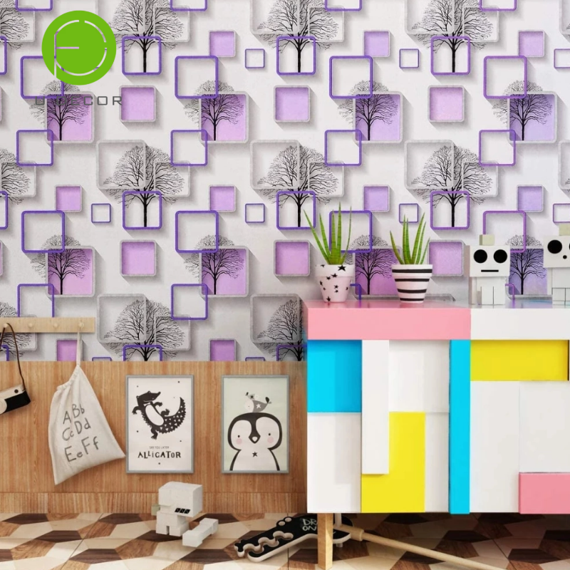 Purple Peel and Stick Wallpaper Decorative Trees Printed Self Adhesive Wallpaper Removable Contact Paper for Home Decor