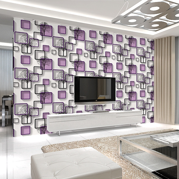 Hotel engineering 3D wallpaper bedroom living room vinyl wallpaper TV background wall checkered abstract square wallpaper