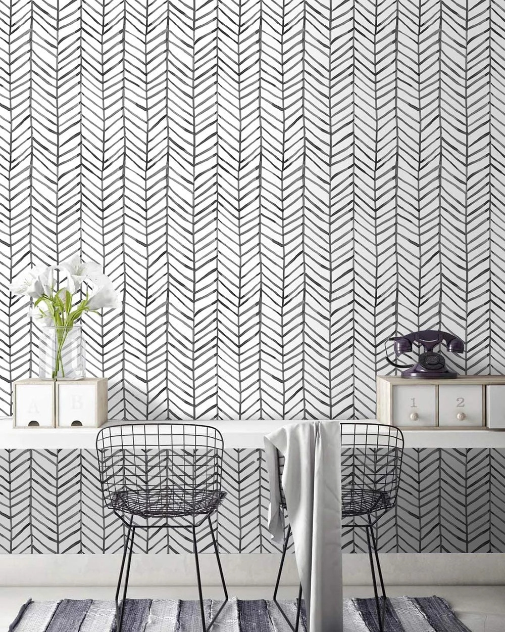 Modern Black and White Stripe Peel and Stick Wallpaper Self Adhesive Removable Contact Paper Vinyl Wallpaper for Home Decoration