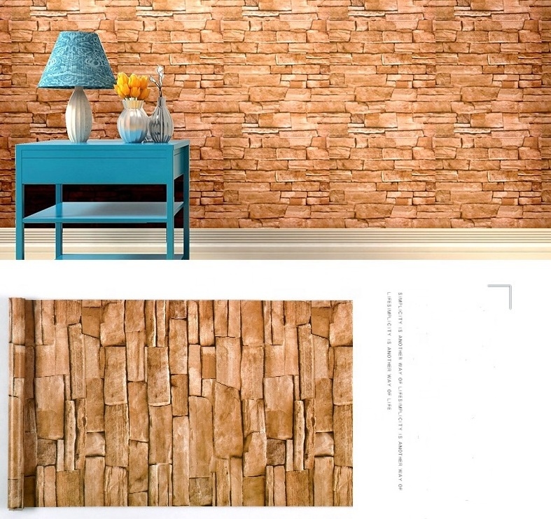 3D pvc retro brick wall paper 45cm*10m removable wall sticker vinyl self-adhesive wallpaper for interior home decor