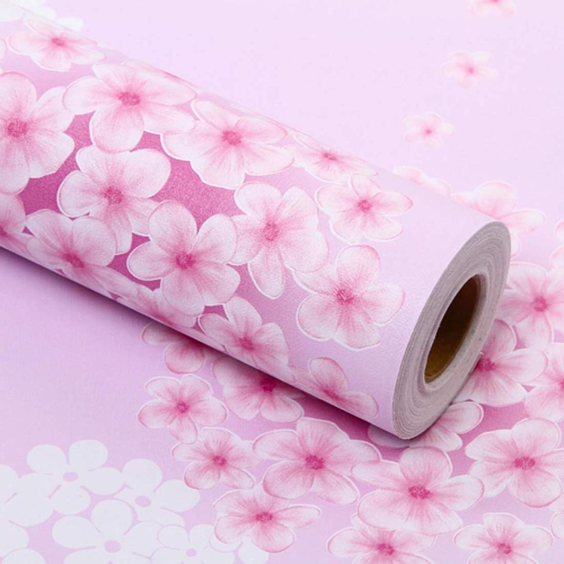 U Decor PVC Pink flower Self adhesive wallpaper Peel & Stick wall stickers decorative contact papers for wall decor