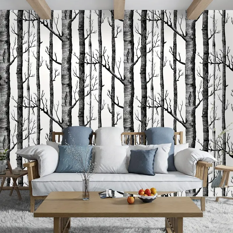 U Decor Hot Sell PVC Peel & Stick Simple Tree contact paper Self adhesive wallpaper decorative wall stickers for wall decor