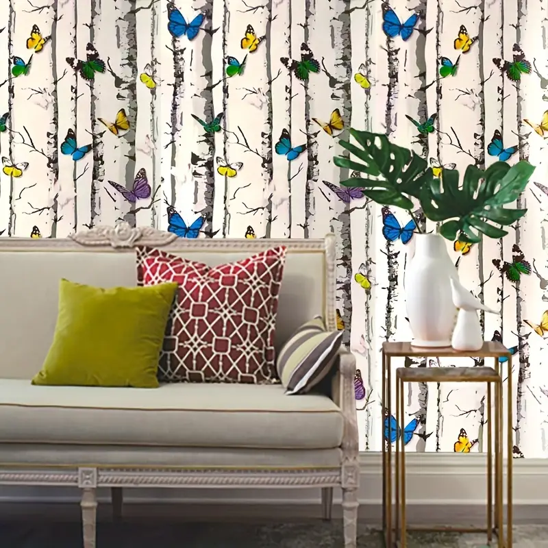 UDK PVC eco-friendly 3D Butterfly Stripes Peel & Stick Wall Sticker self adhesive wallpaper for girl Room Wall Decoration