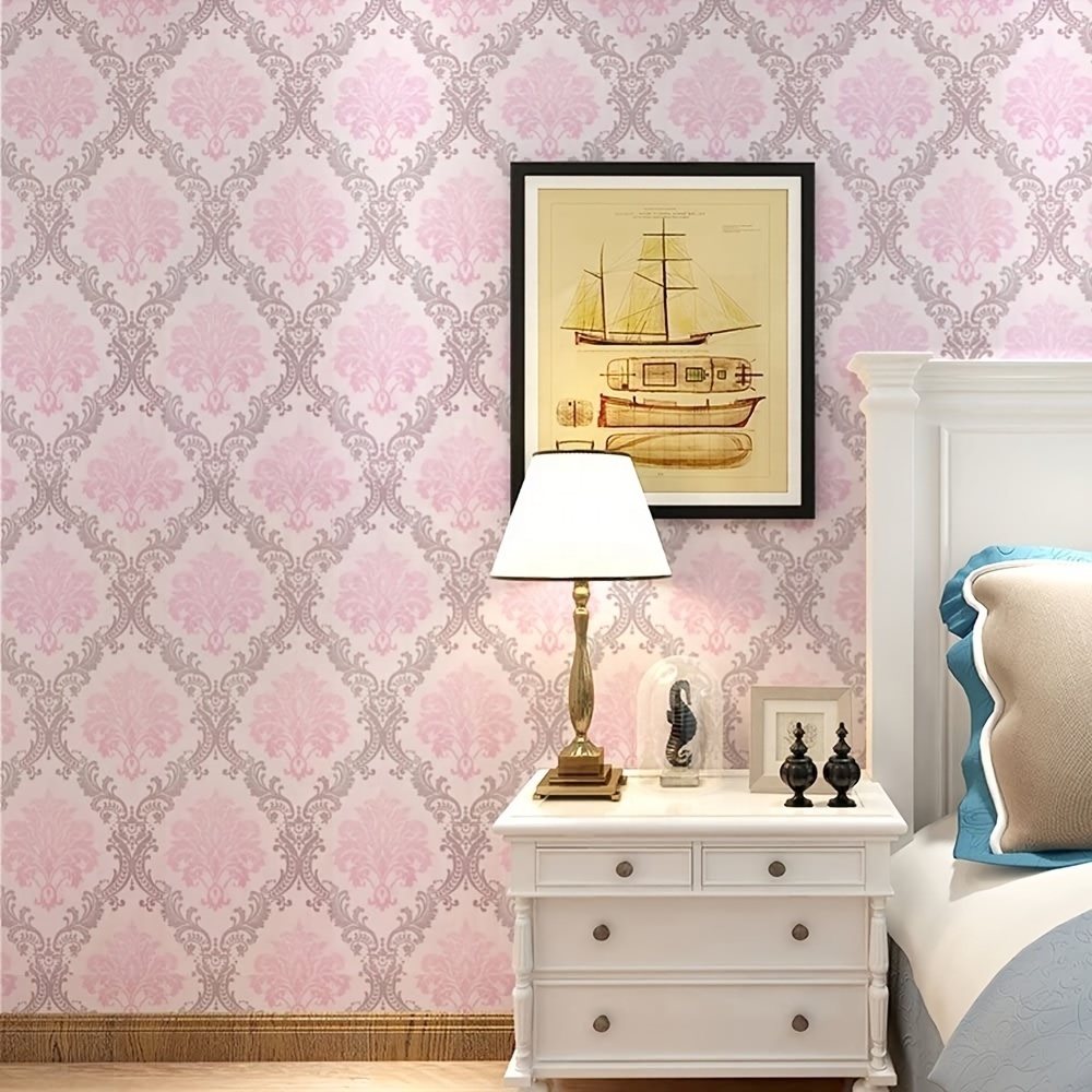 3d Wall Paper Pvc Adhesive Flower Designs Wallpaper Sticker Girls Room Floral for Kids Bedroom Decoration Pink & White Modern