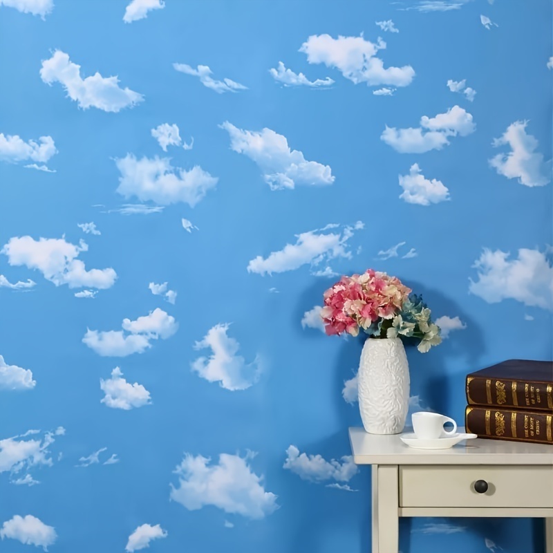 3D Blue Sky White Cloud Wallpaper Papel pintado de cielo azul y nubes blancas Wall Murals Removable Wallpaper