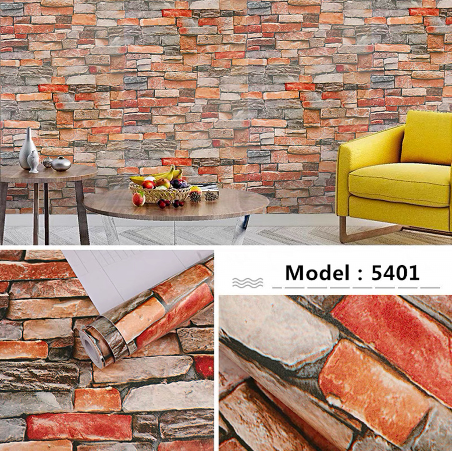 UDK brick wallpaper peel and stick 3D textured vinyl self adhesive wall paper roll for living room 45cmx10m