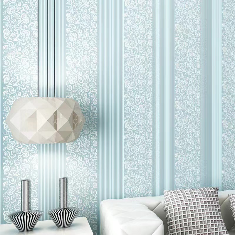 UDK PVC 45cm Waterproof Elegant Blue Lace wall stickers Self Adhesive Wallpaper for Bedroom Wall decoration