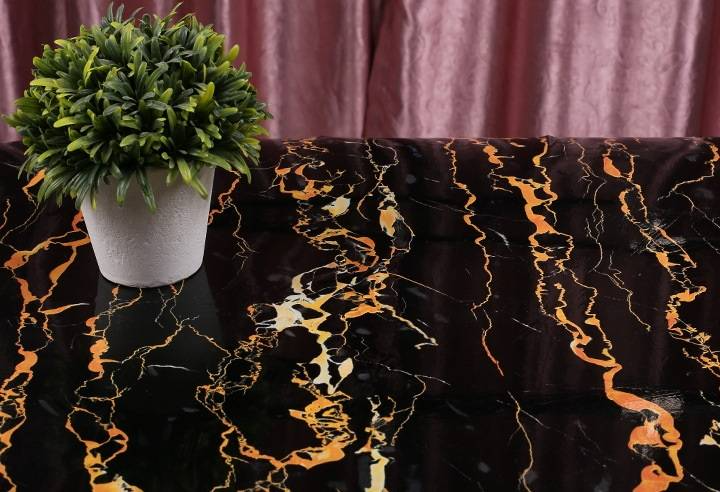 UDK Premium Black Glossy Marble Design Wallpaper Peel and Stick Granite Removable Self Adhesive Wallpaper for Kitchen Cabinets