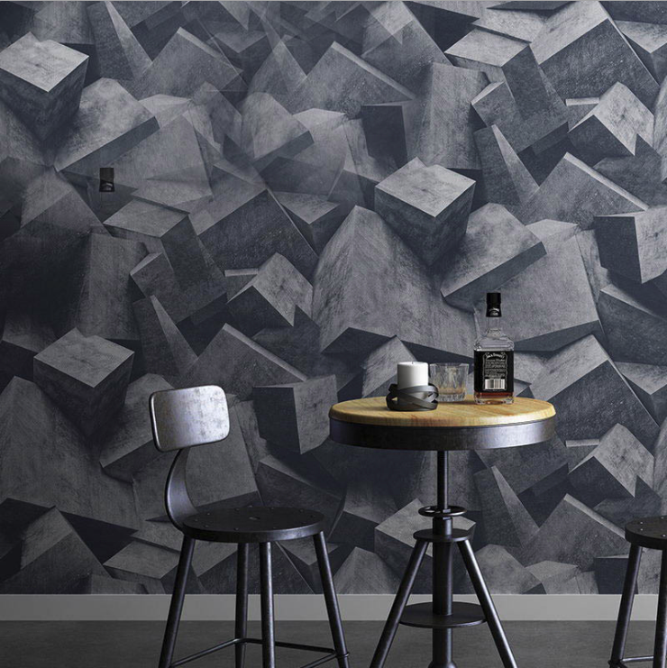 3d abstract geometric artist brick stone wall mural design pvc wallpaper for interior wall decor