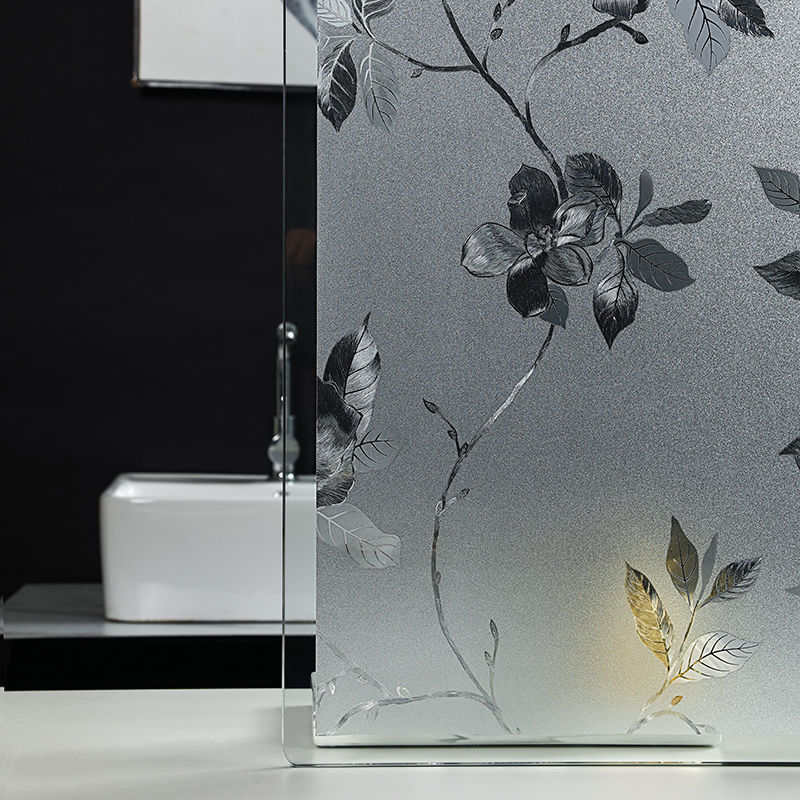 UDK modern louvre No glue static cling window film removable privacy glass door film shower room decorative film