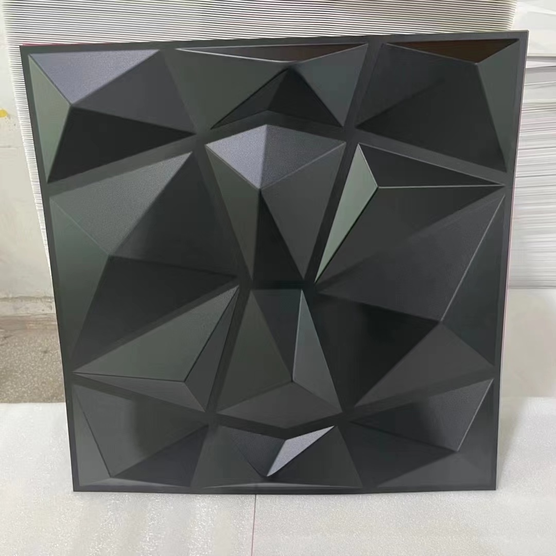 UDK Factory Price 2024 3d diamond design wall panel PVC black/white interior decorative wall covering panels