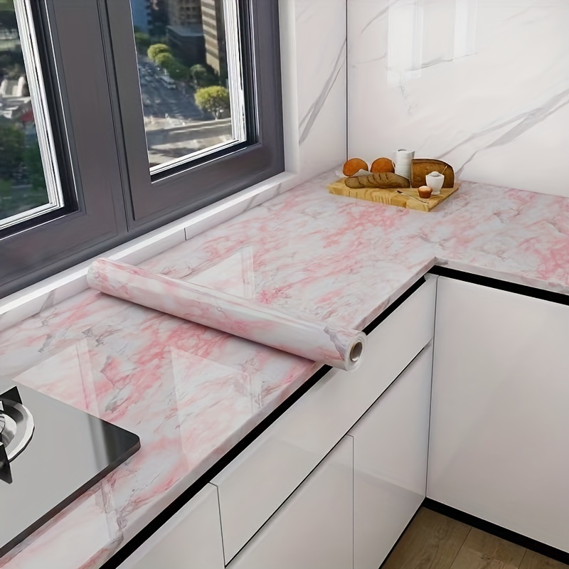 small size pink marble wallpaper with glue Papel pintado de marmol rosa de pequeno tamano for home countertop decor