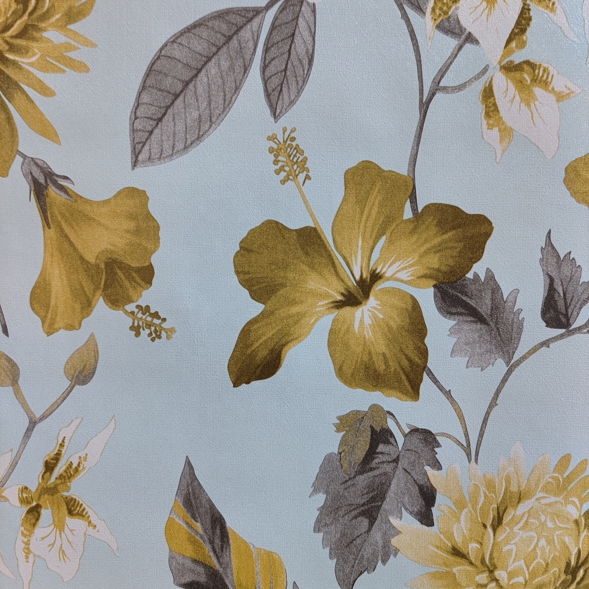 UDK blue yellow flower Peel and stick wall papers textured home decor 3d pvc self-adhesive wallpaper