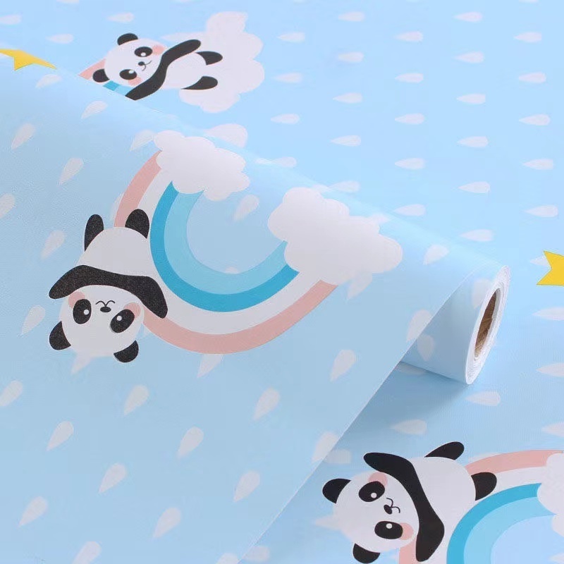 Cartoon themed wallpaper for boys girls kids wall contact paper animal graphic sticker Panda Room decoration