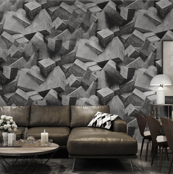 3d abstract geometric artist brick stone wall mural design pvc wallpaper for interior wall decor