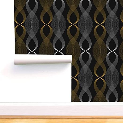 Black Self Adhesive Wallpaper Geometric Figure Peel and Stick Wallpaper Modern Stripe Silver Gold Furniture Stickers Waterproof